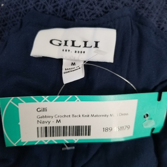 NWT Gilli Gabbiey Crochet Back Knit Maternity Maxi Dress Navy Racerback Size M - Picture 7 of 14